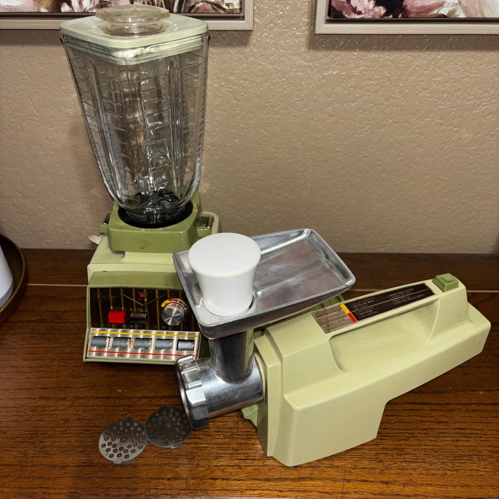 Vintage Oster Imperial Kitchen Avocado‎ Green Blender Food Grinder 10 Speed mcm